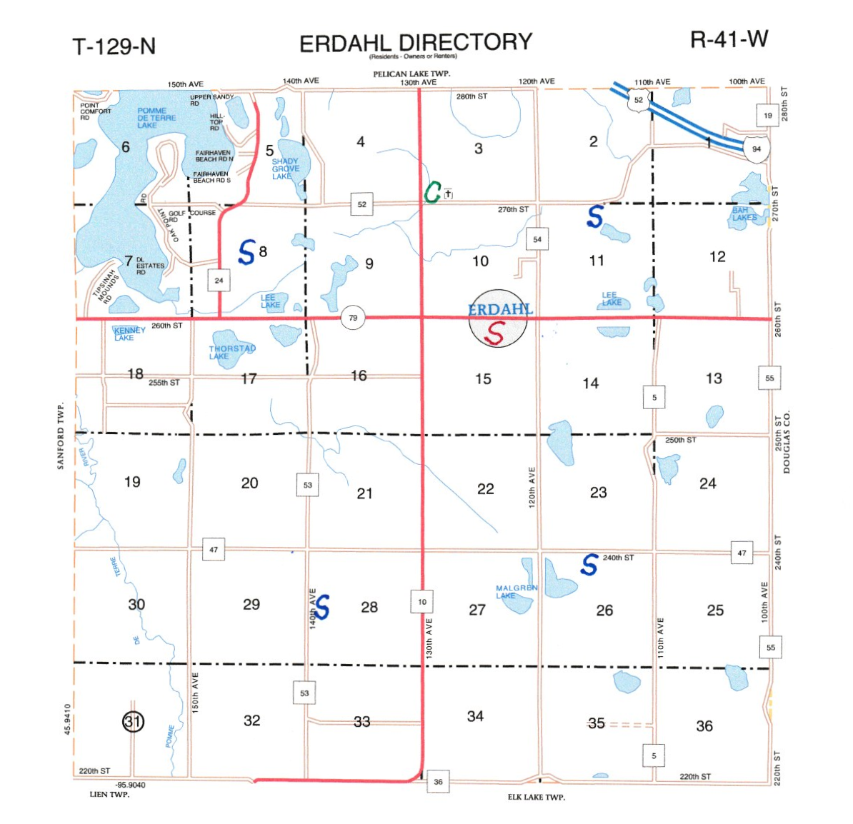 Erdahl Township early cemeteries and schools